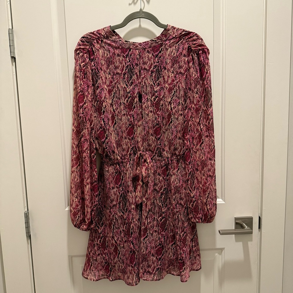 Bar III Pink Snake Print Long Sleeve Dress